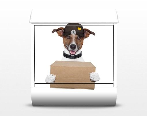Wanddeko Tiere Hund mit Paket