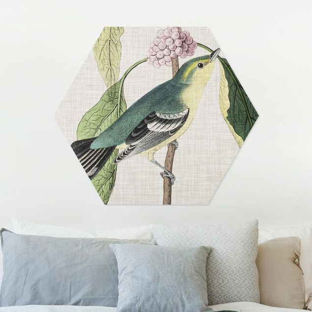 Wanddeko Schlafzimmer Vogel auf Leinen Rosa I