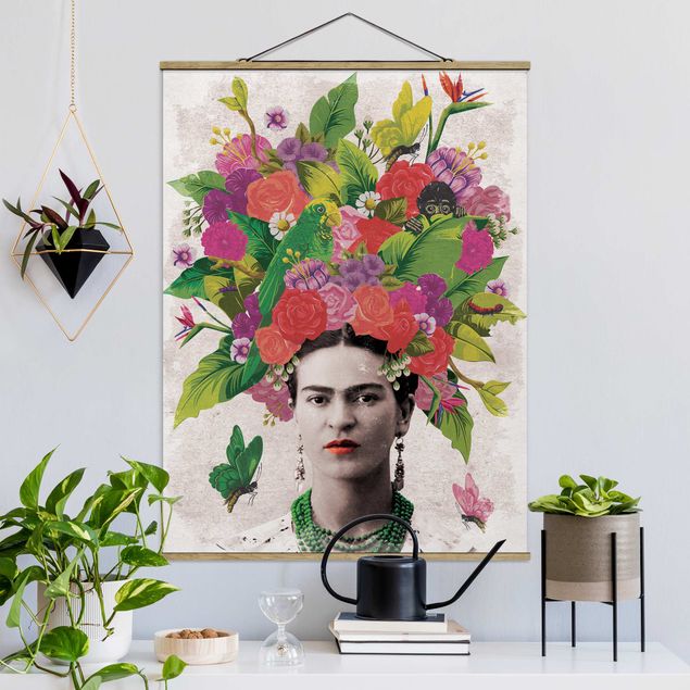 Wanddeko Wohnzimmer Frida Kahlo - Blumenportrait