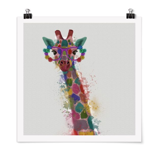 Wandbilder Giraffen Regenbogen Splash Giraffe