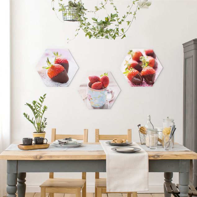 Wanddeko Büro Erdbeeren im Schokomantel Vintage