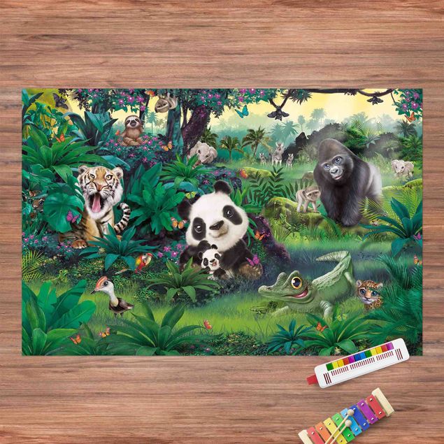 Wanddeko Büro Animal Club International - Dschungel mit Tieren