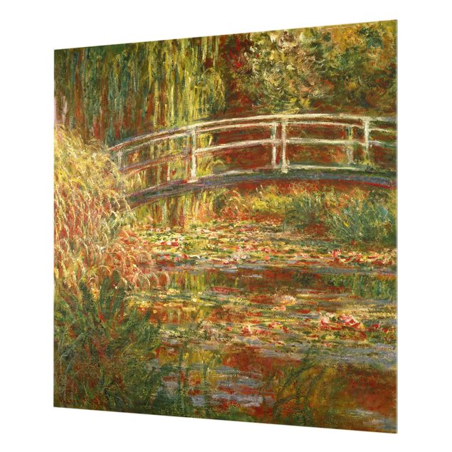 Wanddeko Kunst Claude Monet - Seerosenteich und japanische Brücke (Harmonie in rosa)