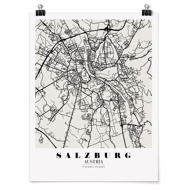 Wanddeko Büro Stadtplan Salzburg - Klassik