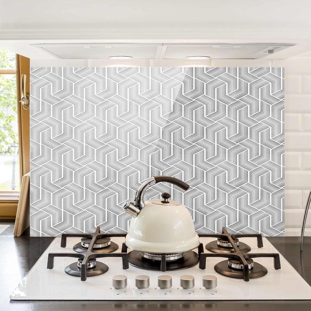 Küche Dekoration 3D Muster mit Streifen in Silber