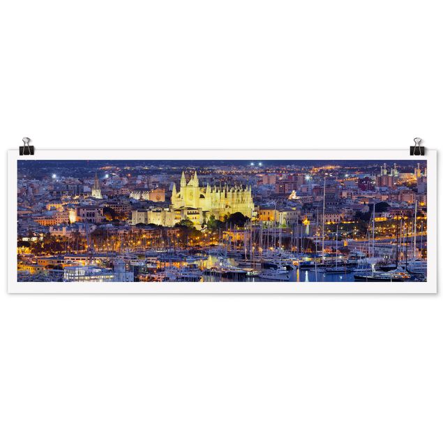 Wanddeko Esszimmer Palma de Mallorca City Skyline und Hafen