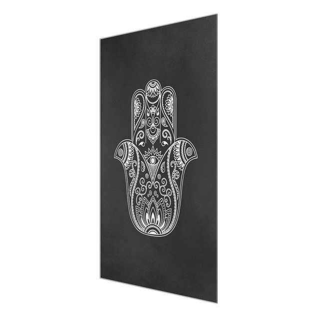Wanddeko über Sofa Hamsa Hand Illustration weiß schwarz