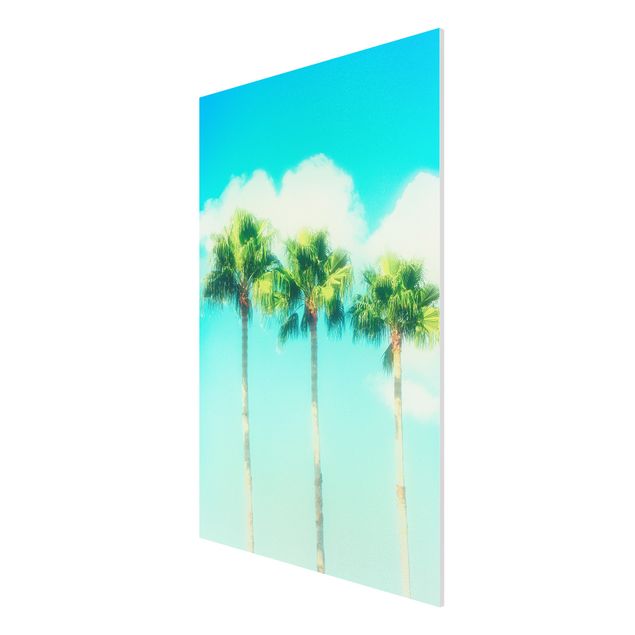 Wanddeko Esszimmer Palmen vor Himmel Blau