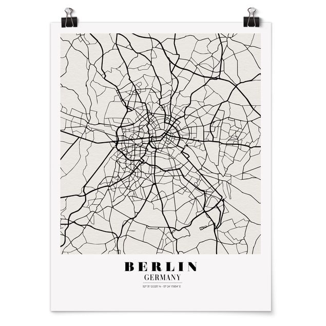 Wanddeko Esszimmer Stadtplan Berlin - Klassik
