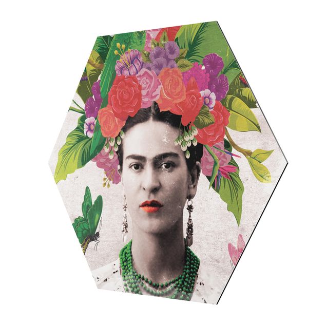 Wandbilder Schmetterlinge Frida Kahlo - Blumenportrait