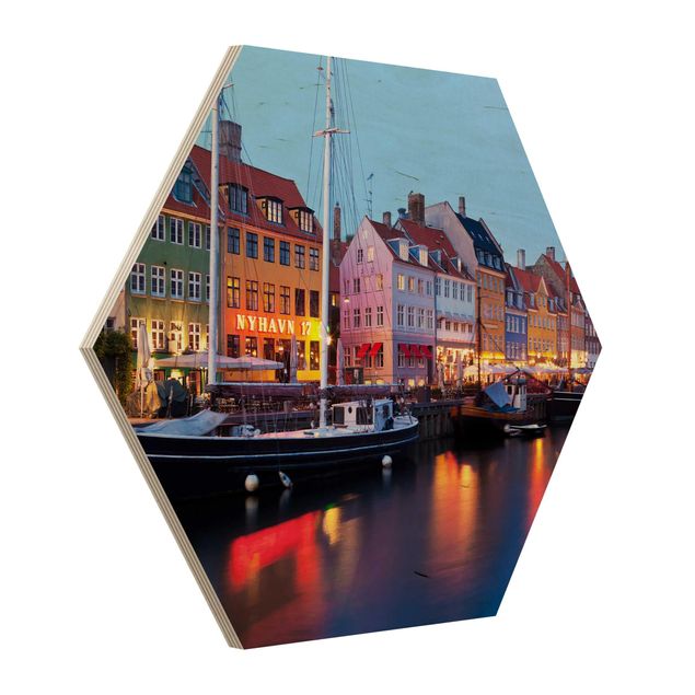 Wanddeko Esszimmer Kopenhagener Hafen am Abend