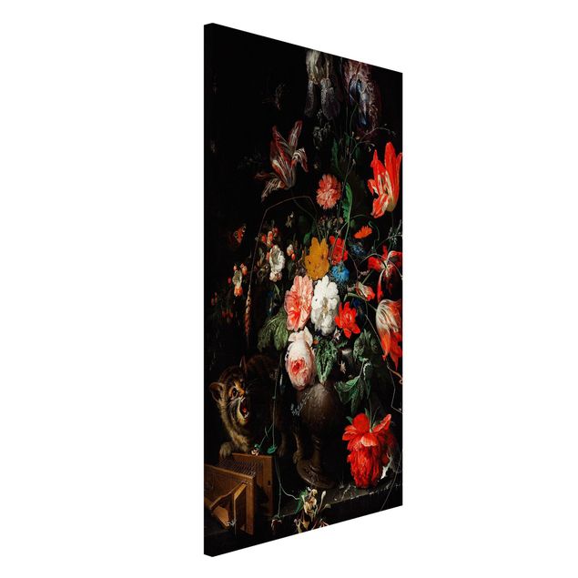 Wanddeko bunt Abraham Mignon - Das umgeworfene Bouquet