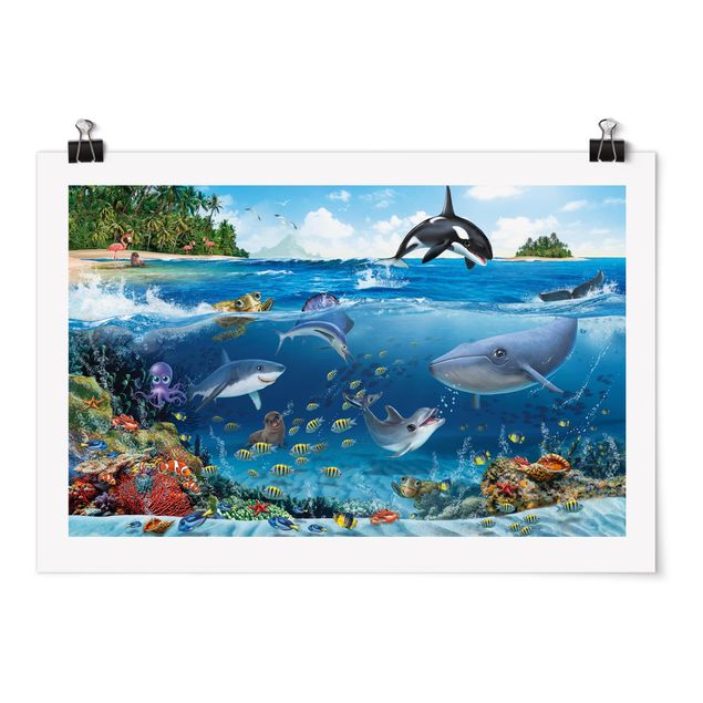 Poster Kinderzimmer - Animal Club International - Unterwasserwelt mit Tieren - Querformat 2:3