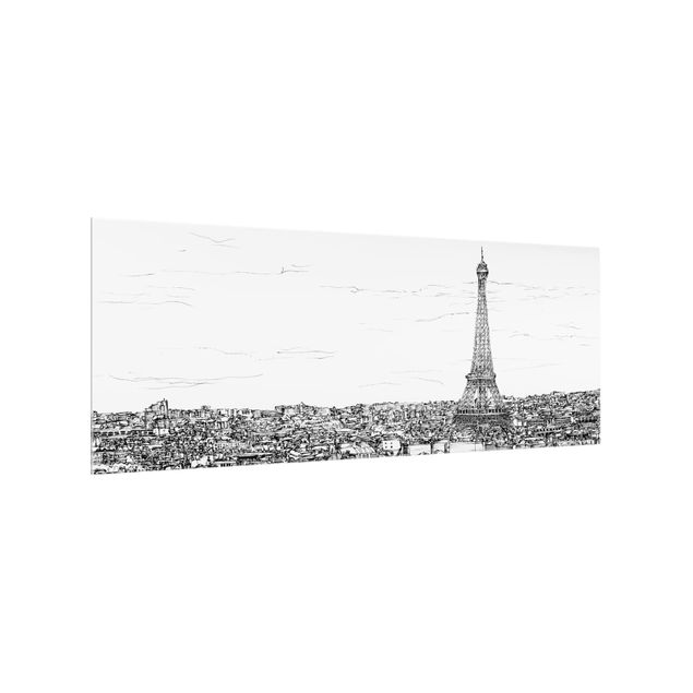 Wanddeko schwarz-weiß Stadtstudie - Paris