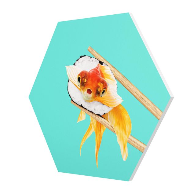 Wanddeko draußen Sushi mit Goldfisch