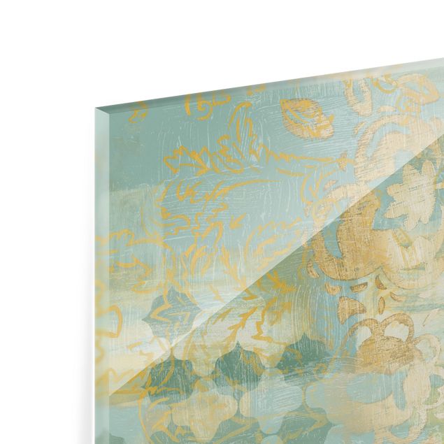 Wohndeko Malerei Marokkanische Collage in Gold und Türkis II