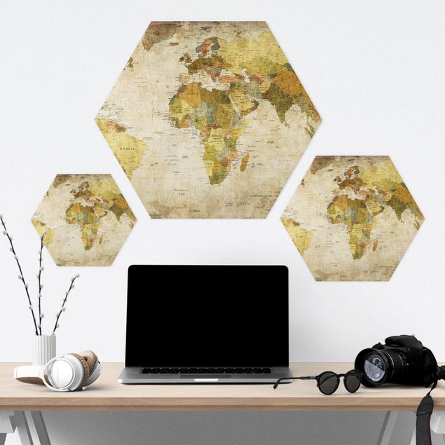 Wanddeko über Bett Weltkarte