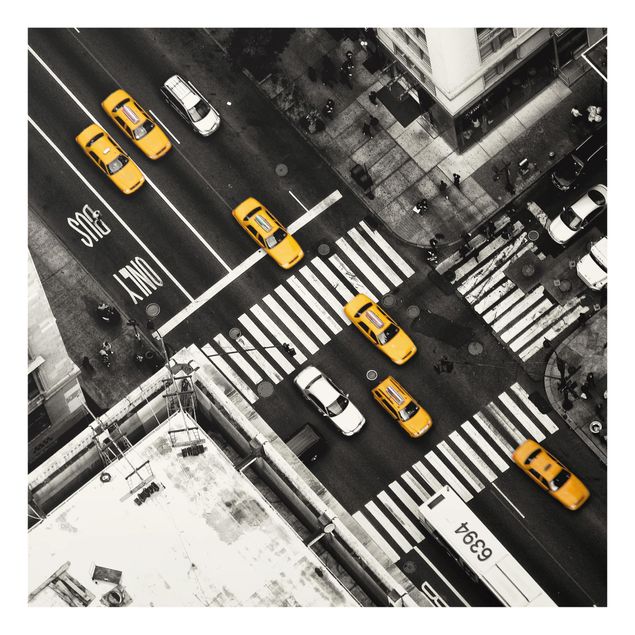 Wanddeko schwarz-weiß New York City Cabs