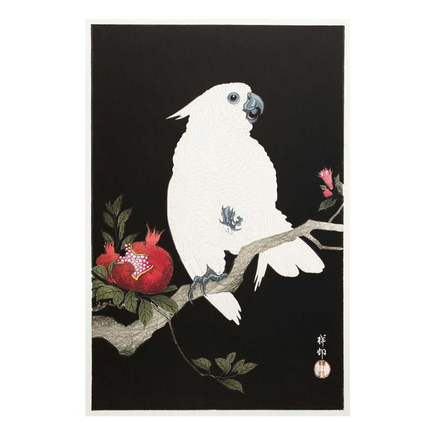 Wanddeko Obst Asiatische Vintage Illustration Weißer Kakadu