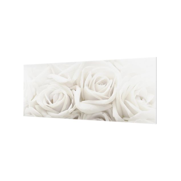Glasrückwand Küche Blumen Weiße Rosen