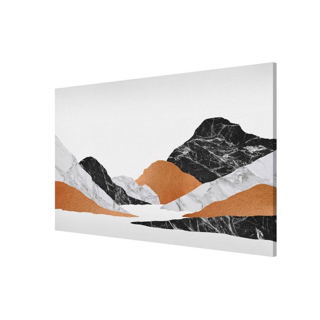 Wanddeko Esszimmer Landschaft in Marmor und Kupfer II
