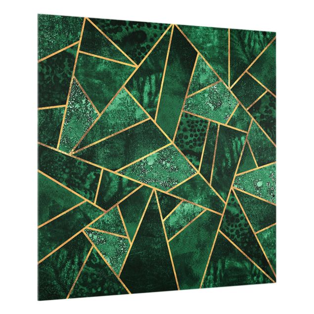 Deko Geometrisch Dunkler Smaragd mit Gold