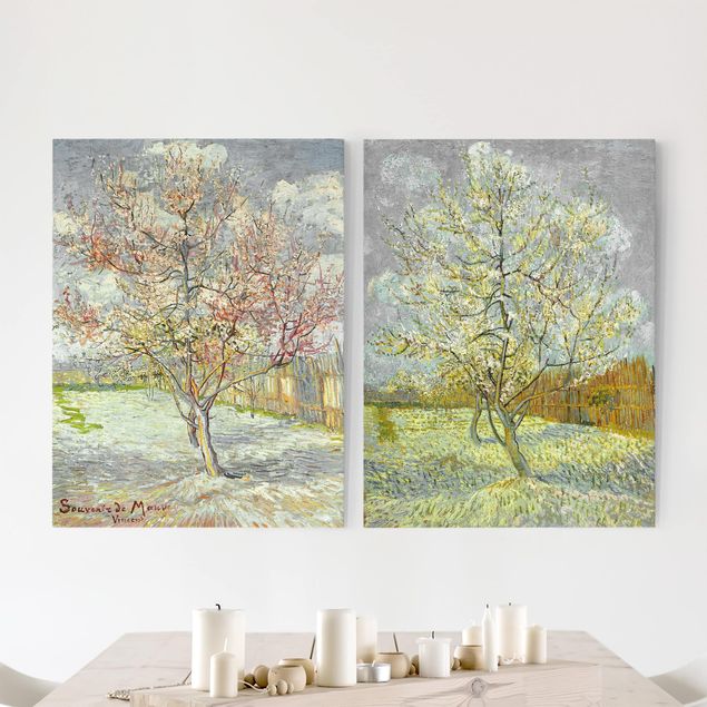 Wanddeko Küche Vincent van Gogh - Blühende Pfirsichbäume im Garten
