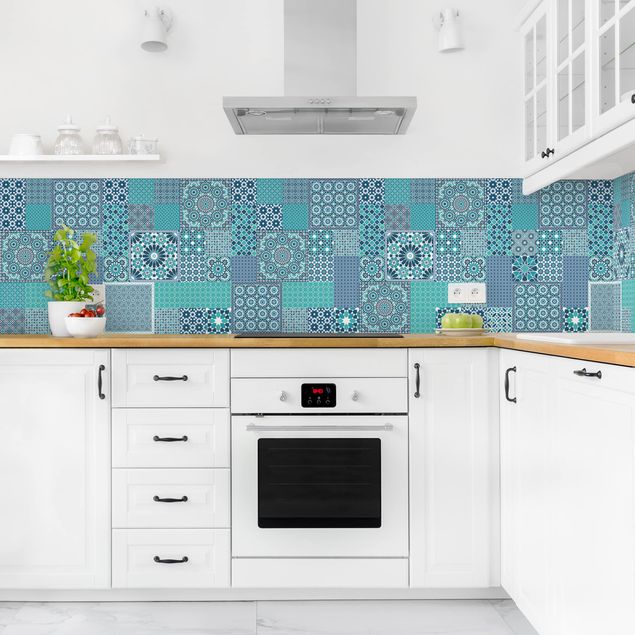 Wanddeko Küche Marokkanische Mosaikfliesen türkis blau