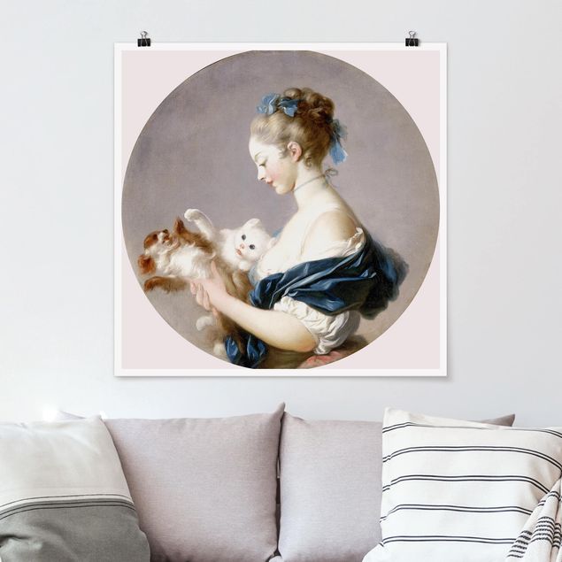 Wanddeko Wohnzimmer Jean Honoré Fragonard - Mädchen mit Hund