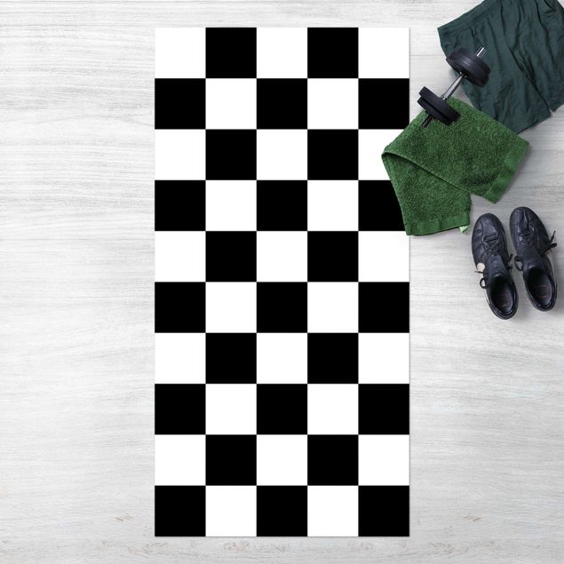 Wanddeko Flur Geometrisches Muster Schachbrett Schwarz Weiß