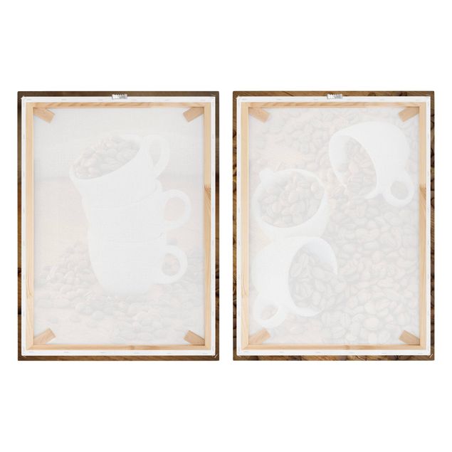 Wandbilder Modern 3 Espressotassen mit Kaffeebohnen