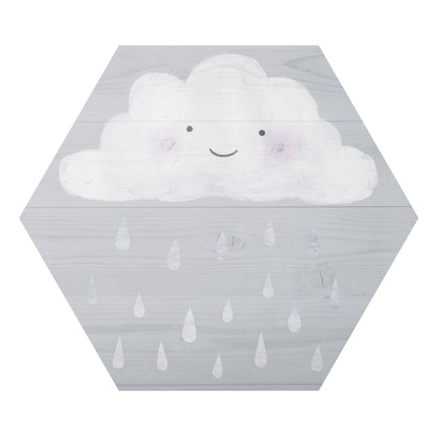 Wanddeko Mädchenzimmer Wolke mit silbernen Regentropfen