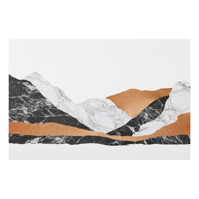 Deko Berg Landschaft in Marmor und Kupfer