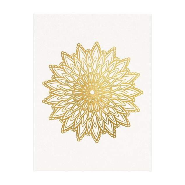 Wanddeko Treppenhaus Mandala Sonne Illustration weiß gold
