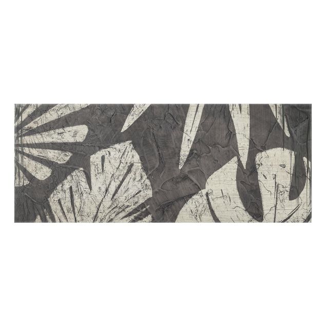 Wanddeko Pflanzen Palmenblätter vor Dunkelgrau