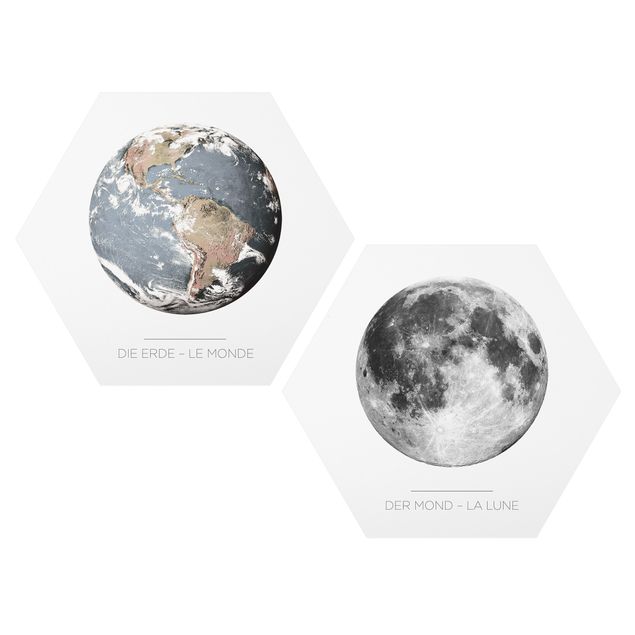 Wanddeko Mädchenzimmer Mond und Erde