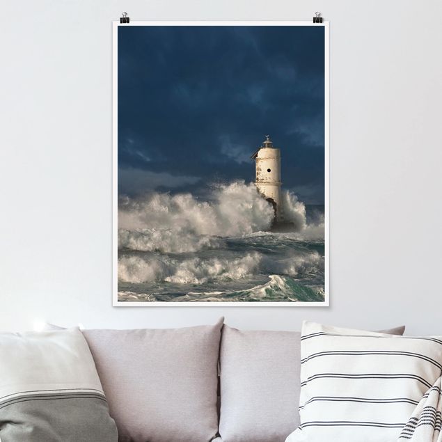 Wanddeko blau Leuchtturm auf Sardinien