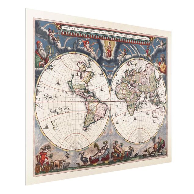 Wanddeko Küche Historische Weltkarte Nova et Accuratissima von 1664