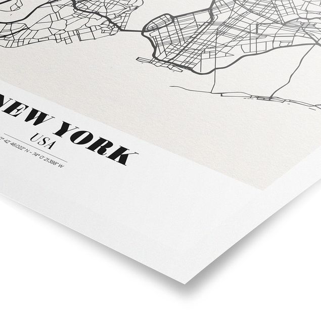 Wanddeko Büro Stadtplan New York - Klassik