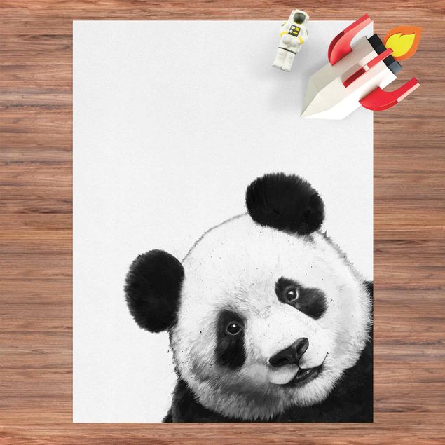 Wanddeko Esszimmer Illustration Panda Schwarz Weiß Malerei