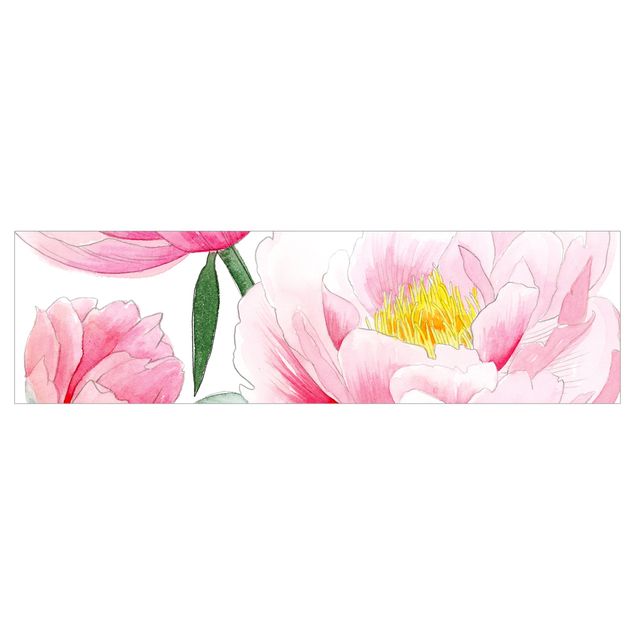 Wohndeko Aquarell Zeichnung Rosa Päonien I