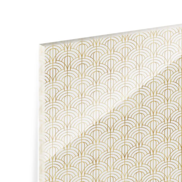 Spritzschutz Glas - Goldenes Art Deco Muster XXL - Querformat 2:1