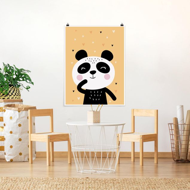 Wanddeko gelb Der glückliche Panda