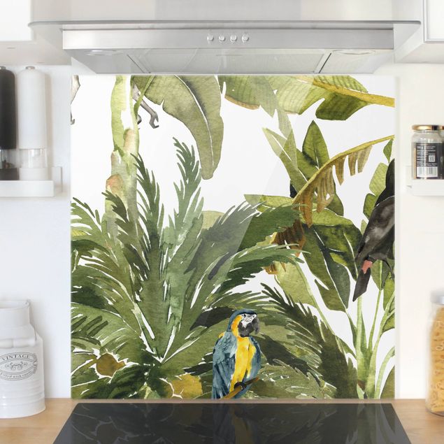 Küche Dekoration Aquarell Bananenpalme und Leopard Muster