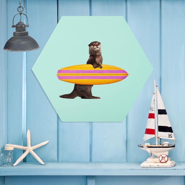 Wanddeko Schlafzimmer Otter mit Surfbrett