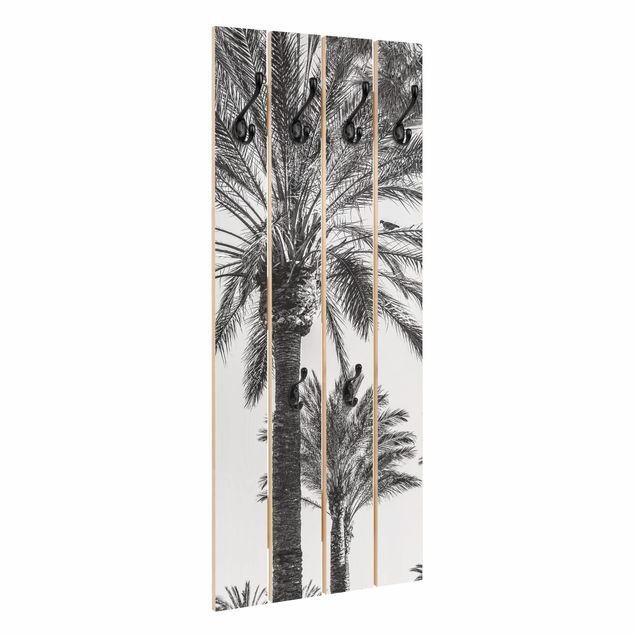 Wohndeko Palme Palmen im Sonnenuntergang Schwarz-Weiß