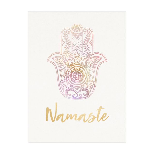 Wanddeko Treppenhaus Hamsa Hand Illustration Namaste gold rosa