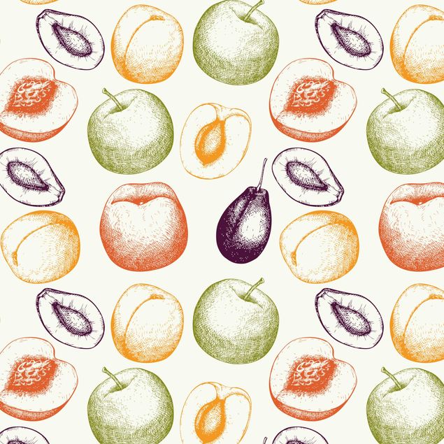Klebefolie für Fensterbank Handgezeichnetes Obst Küchen-Muster