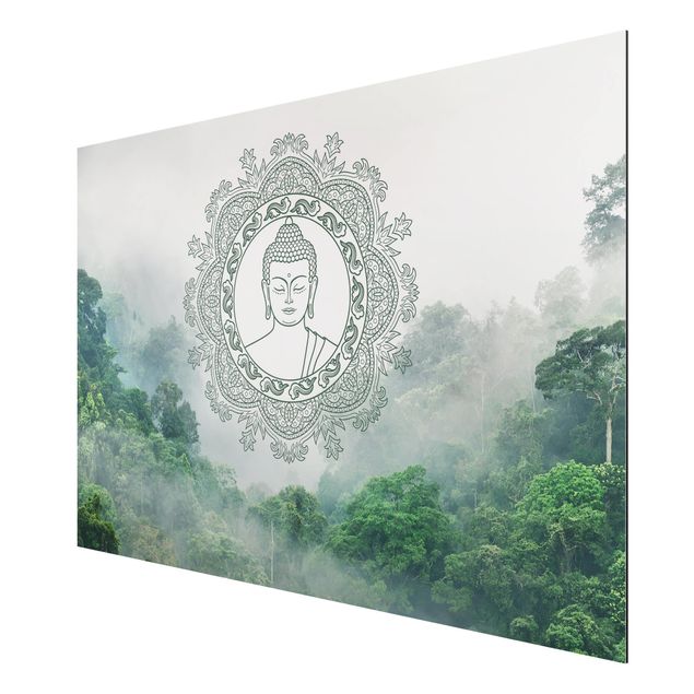 Wanddeko Flur Buddha Mandala im Nebel