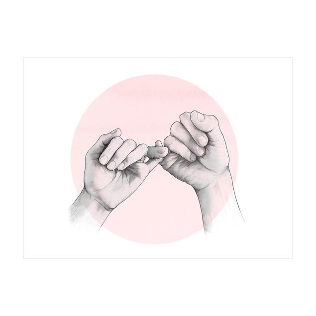 Wanddeko rosa Illustration Hände Freundschaft Kreis Rosa Weiß